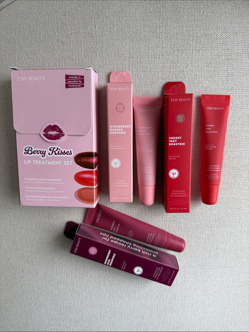 ESW Beauty Berry Kisses Lip Treatment Set - Pink & Red Shades
